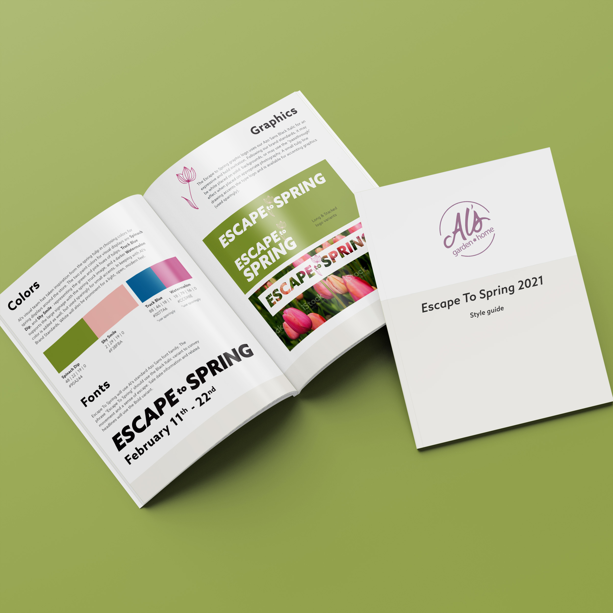Escape To Spring Styleguide mockup