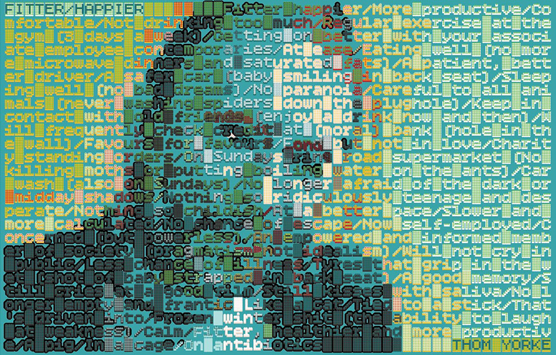 Text portrait of Thom Yorke
