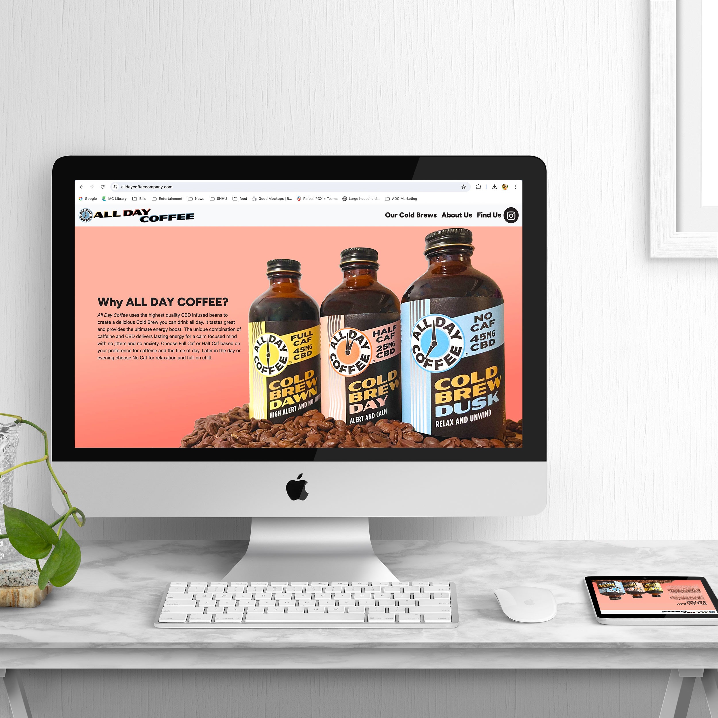 All Day Coffee website design mockup