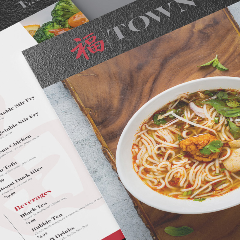 TOWN chinese restaurant menu design thumbnail
